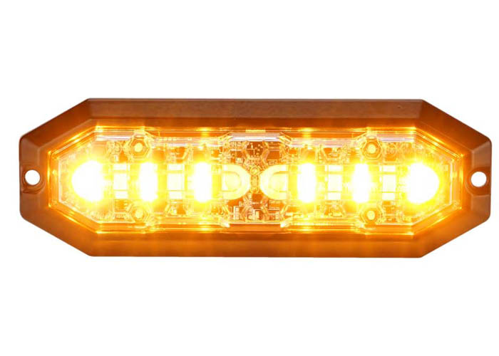 Flaslight 6 LED, 12-24V DC, 20W Amber LED, clear lens