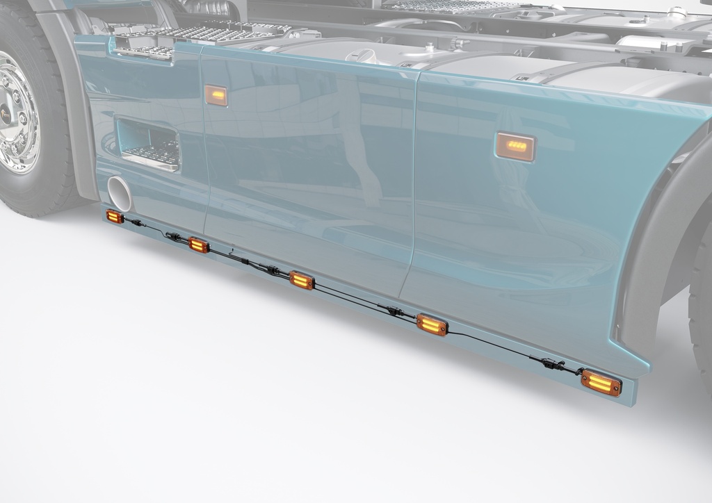 Old School Sidebars - DAF NewGen - Wheelbase 4.000mm - Set with light & cables / 10m connection to vehicle electronik / dashboard