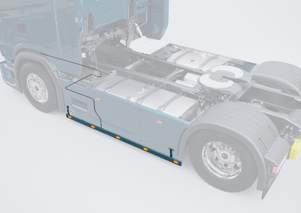 Old School Sidebars - MAN TG3 - Wheelbase 3.600mm - Set with lights & cables / 10m connection to vehicle electonic/dashboard