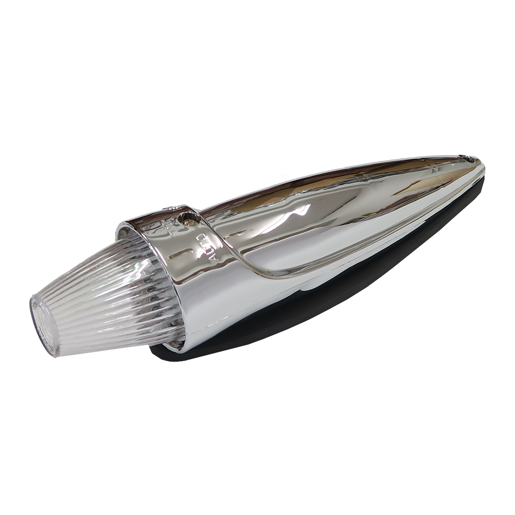 Chrome Torpedo Roof Marker Light - White with Clear Glass