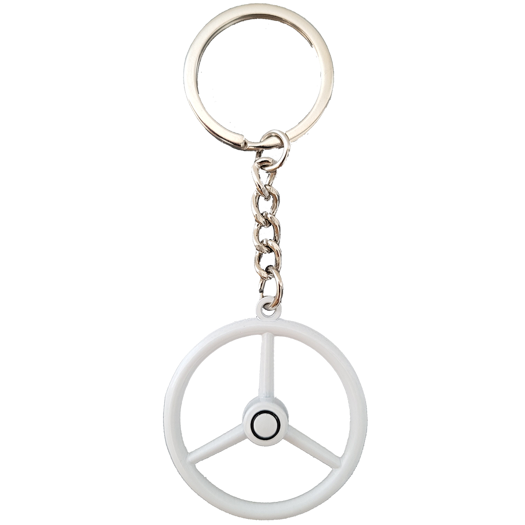 3-Spoke Steering Wheel Keychain - White