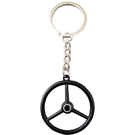 3-Spoke Steering Wheel Keychain - Black