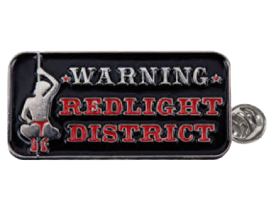 [501004] Pin - Warning RedLight District (Rectangular)