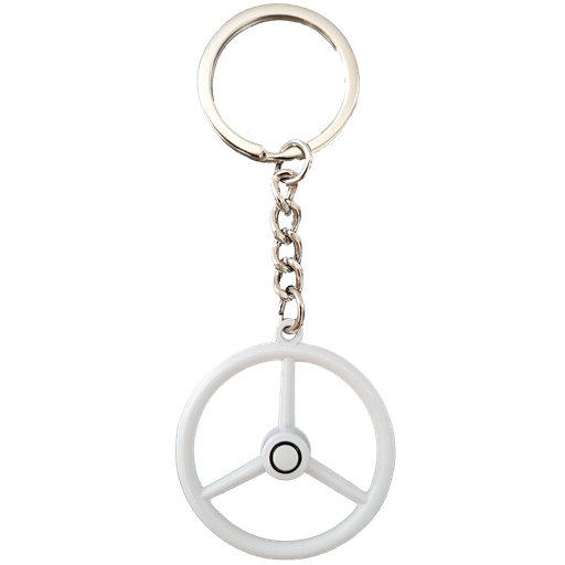 [500310] 3-Spoke Steering Wheel Keychain - White