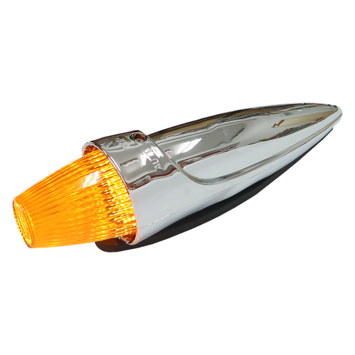 [1100732A-LED] Chrome Torpedo Roof Marker Light - Amber with Amber Glass