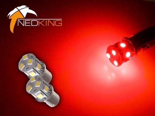 [2607015RO] BA15s 9 SMD LED's (2 Pc's) - Red